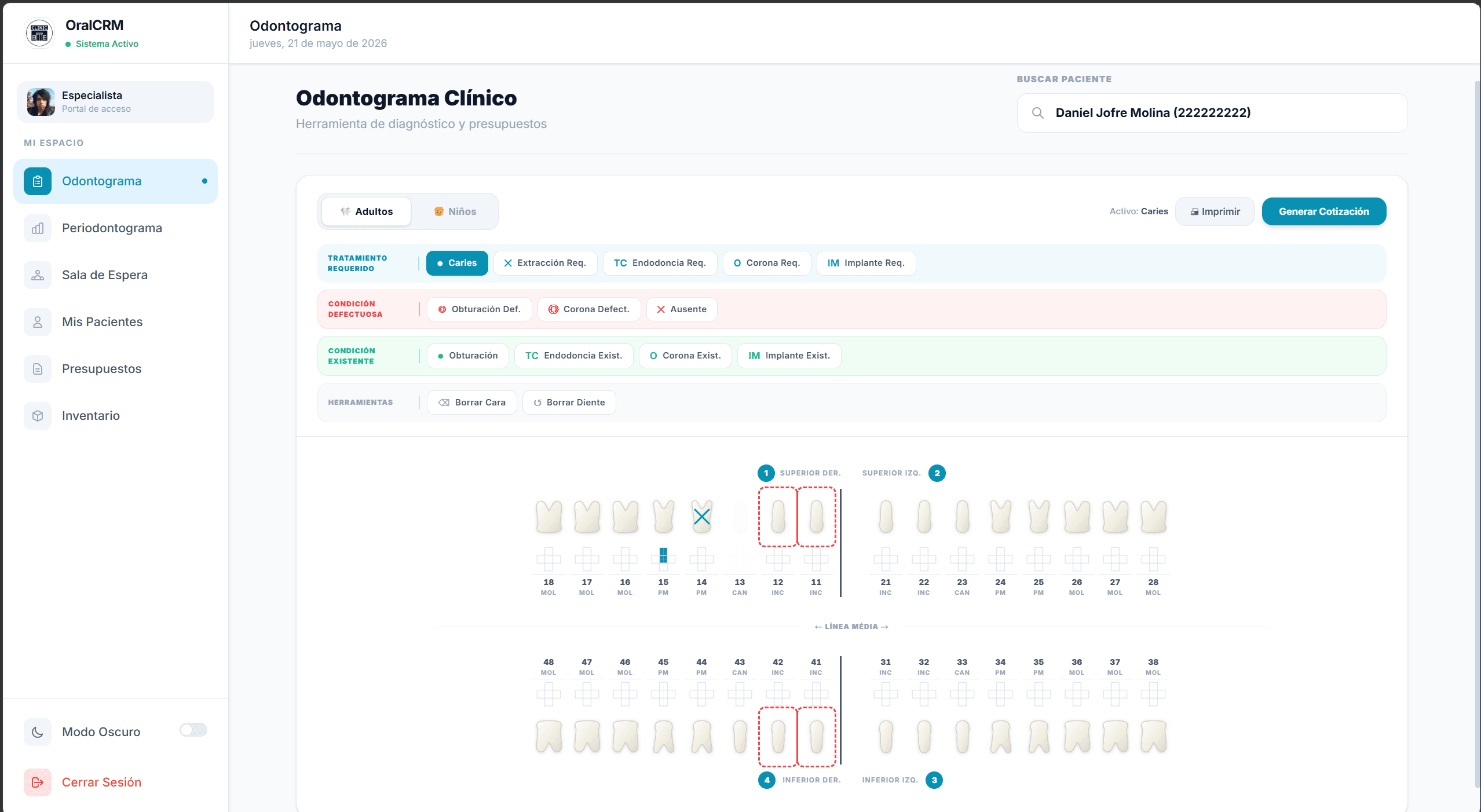 OralCRM Odontograma Digital